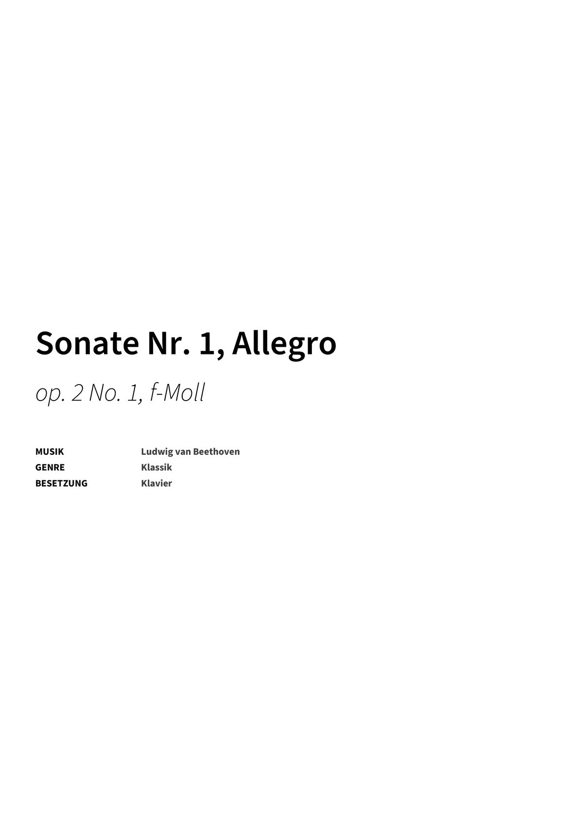 Sonate Nr. 1, Allegro - Title Page