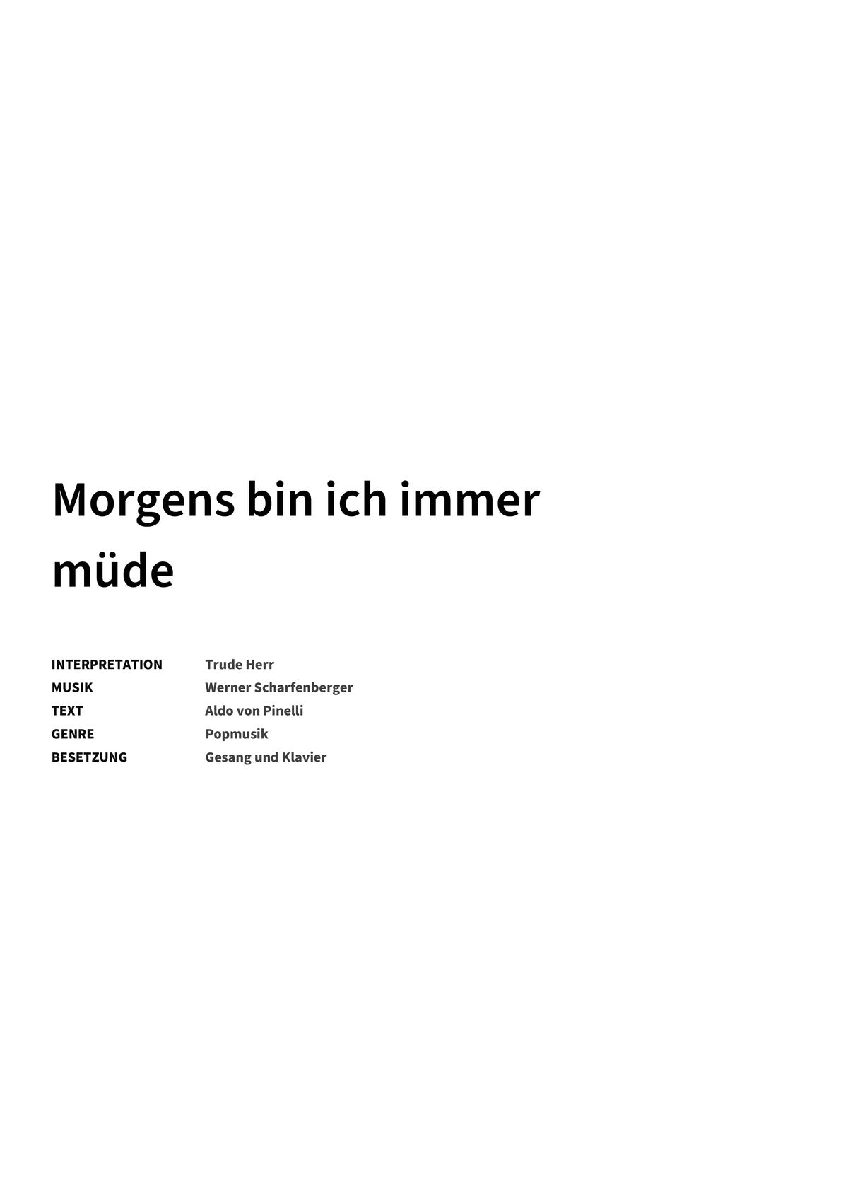 Morgens bin ich immer müde - Title Page