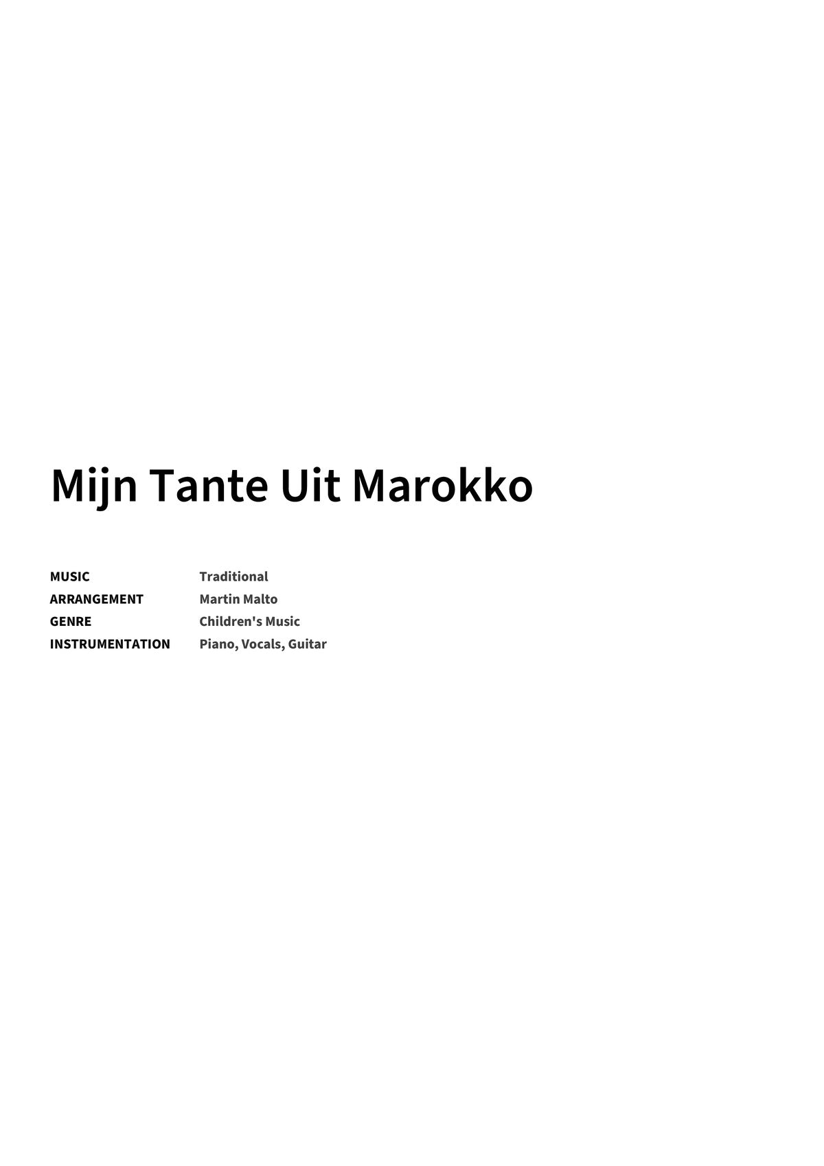 Mijn Tante Uit Marokko - Title Page