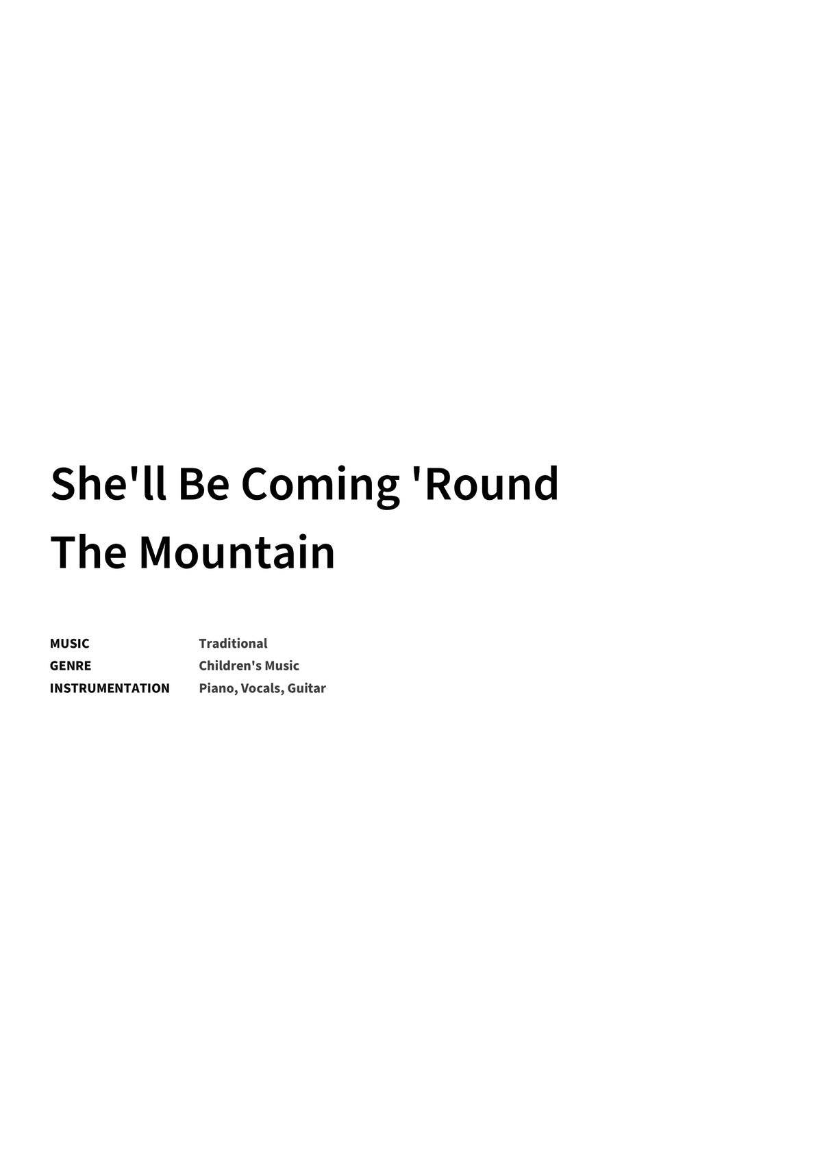 She'll Be Coming 'Round The Mountain - Title Page