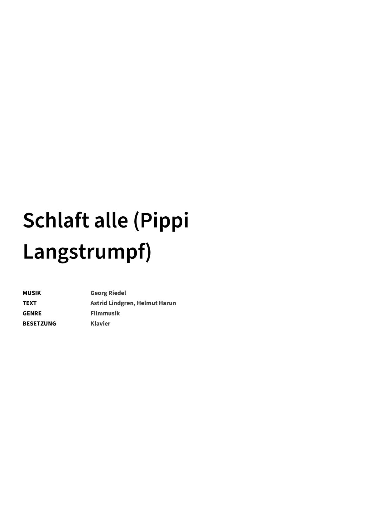 Schlaft alle (Pippi Langstrumpf) - Title Page