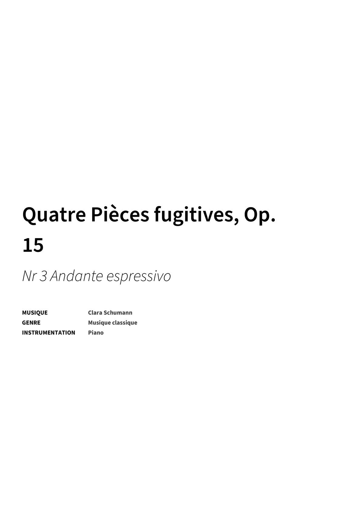 Quatre Pièces fugitives, Op. 15 - Title Page