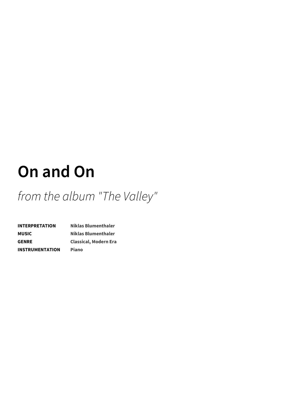 On and On - Title Page