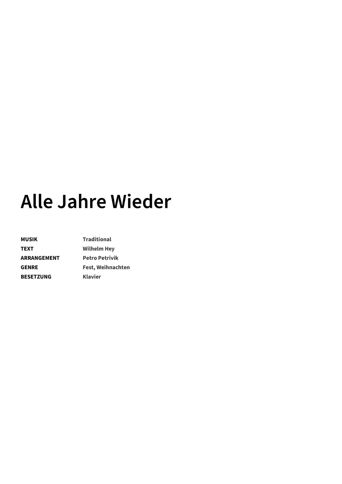 Alle Jahre Wieder - Title Page