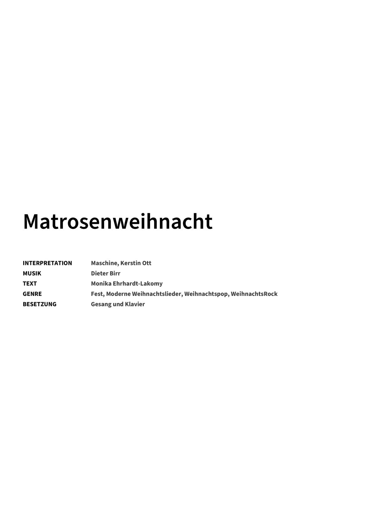 Matrosenweihnacht - Title Page