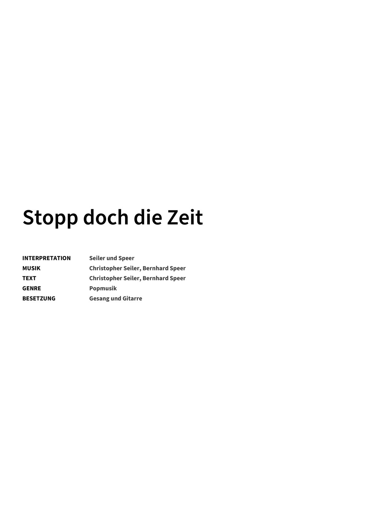 Stopp doch die Zeit - Title Page