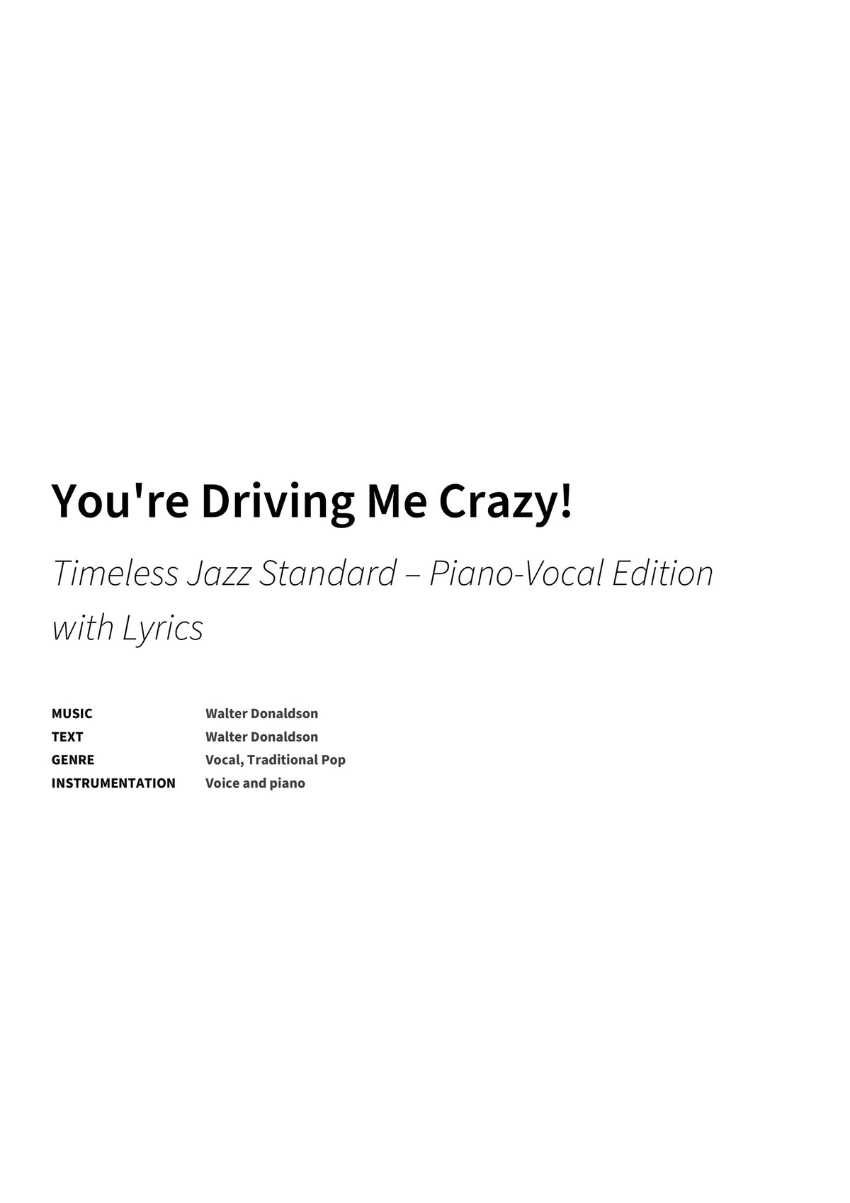 You're Driving Me Crazy! - Title Page