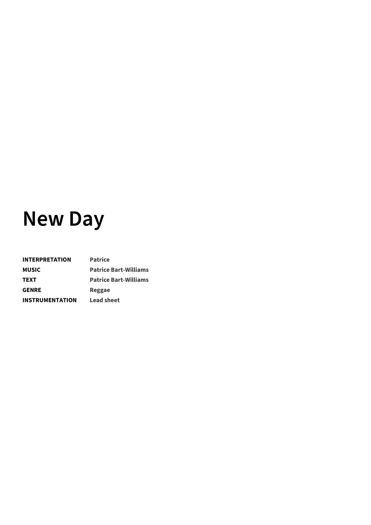 New Day - Title Page