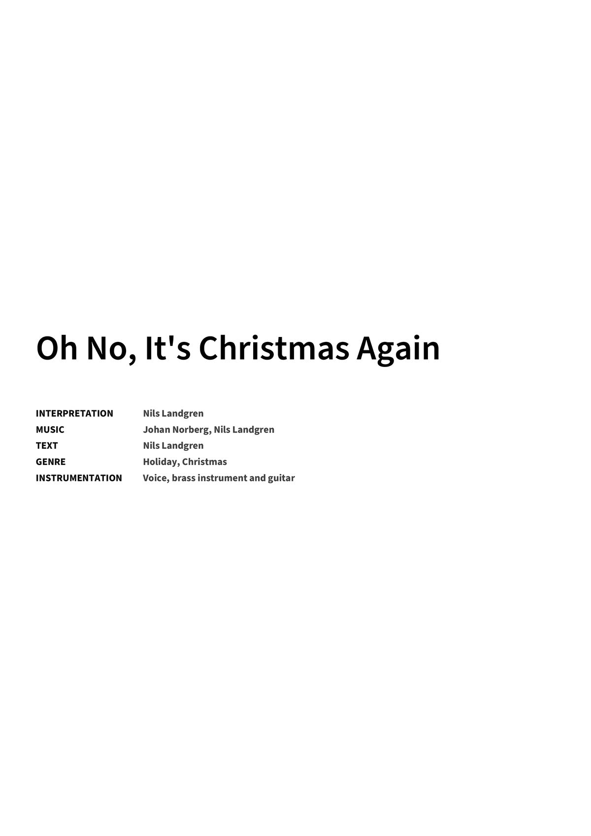 Oh No, It's Christmas Again - Title Page