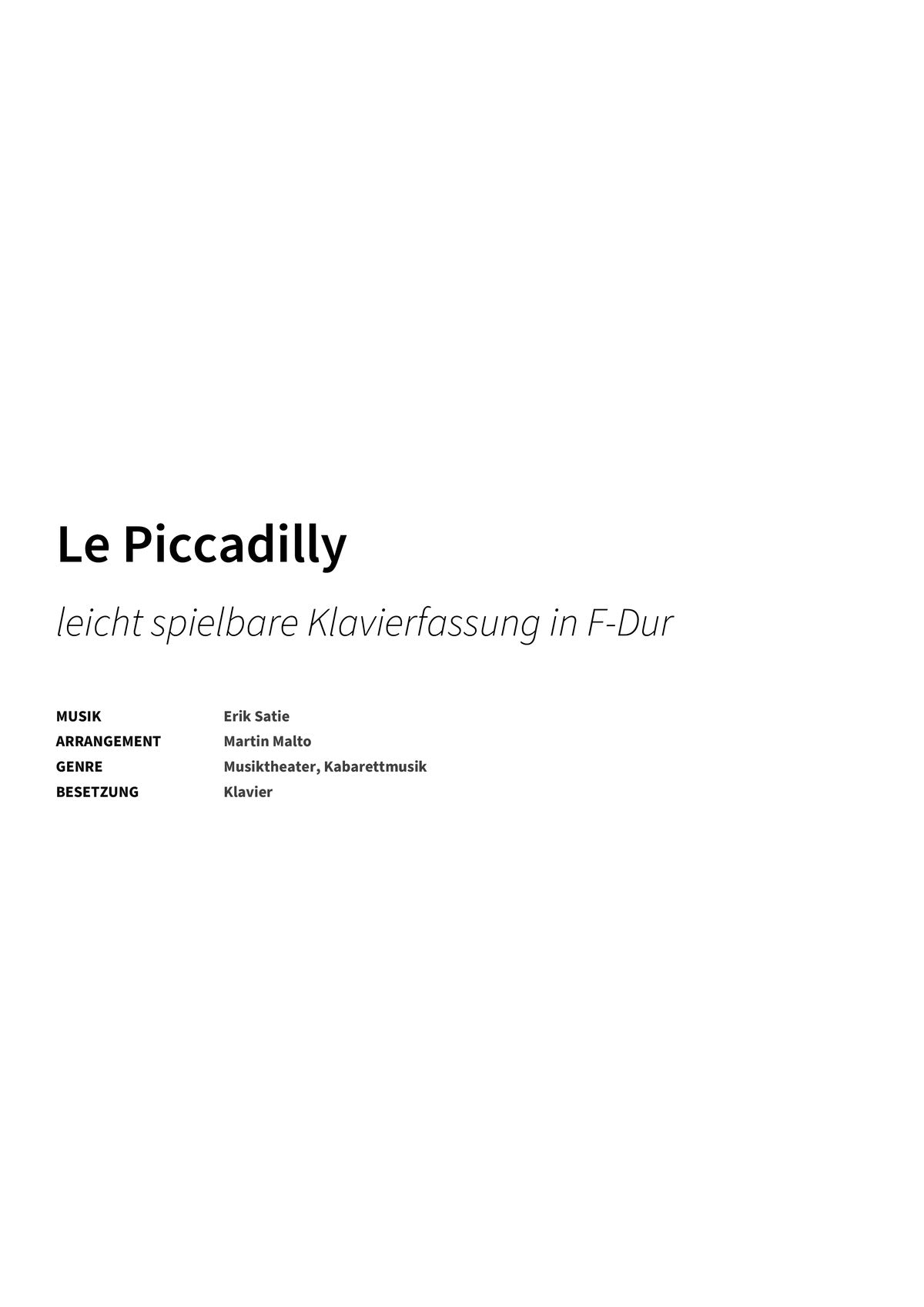 Le Piccadilly - Title Page
