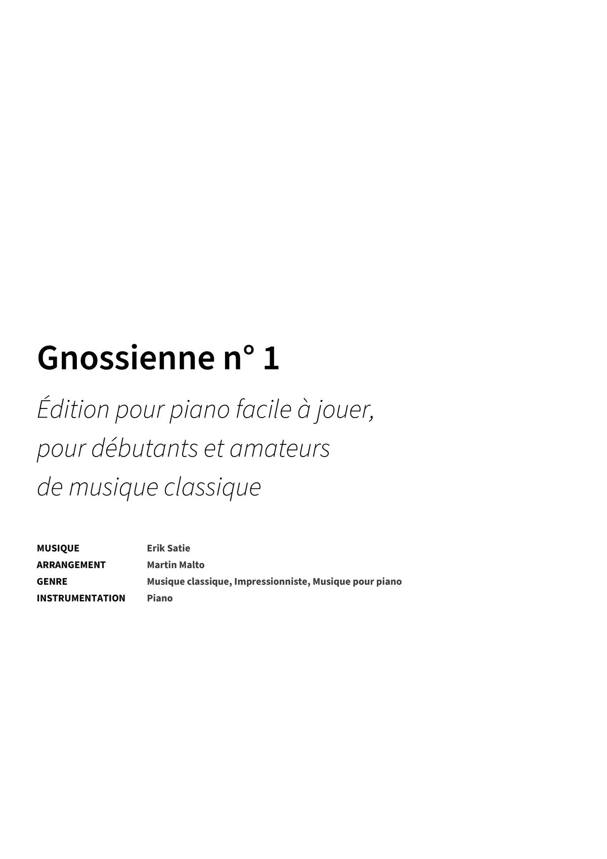 Gnossienne n° 1 - Title Page