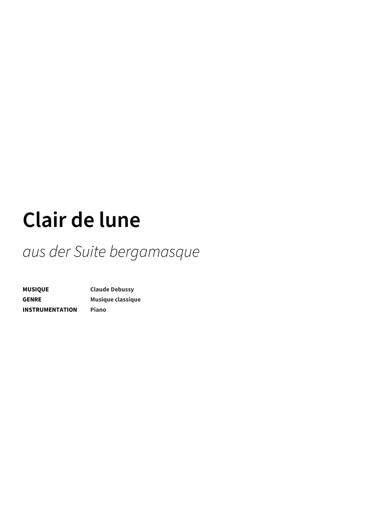 Clair de lune - Title Page