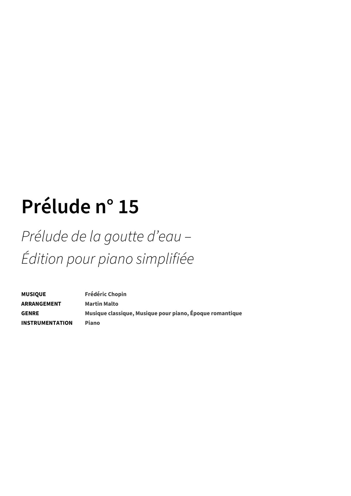 Prélude n° 15 - Title Page