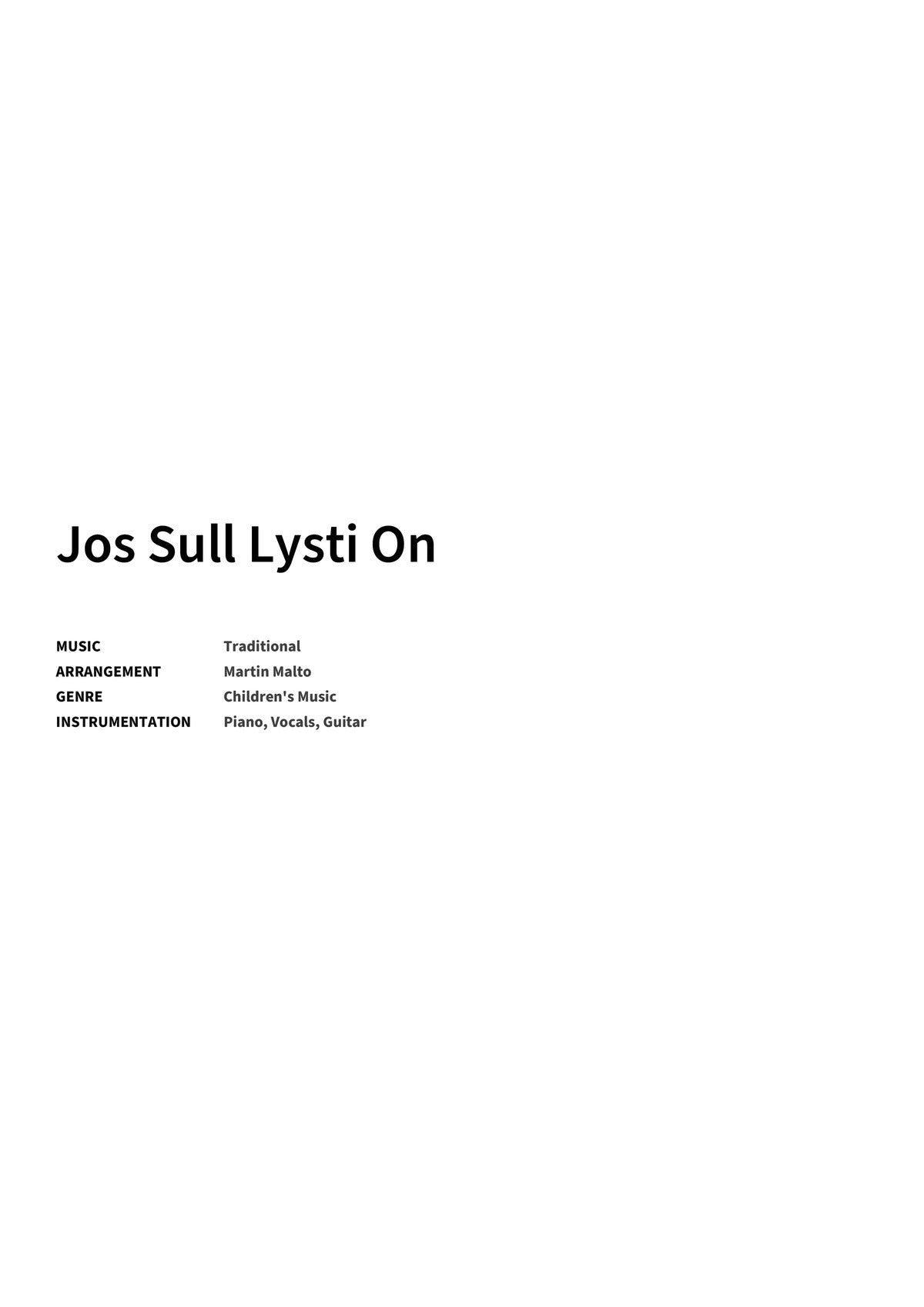 Jos Sull Lysti On - Title Page