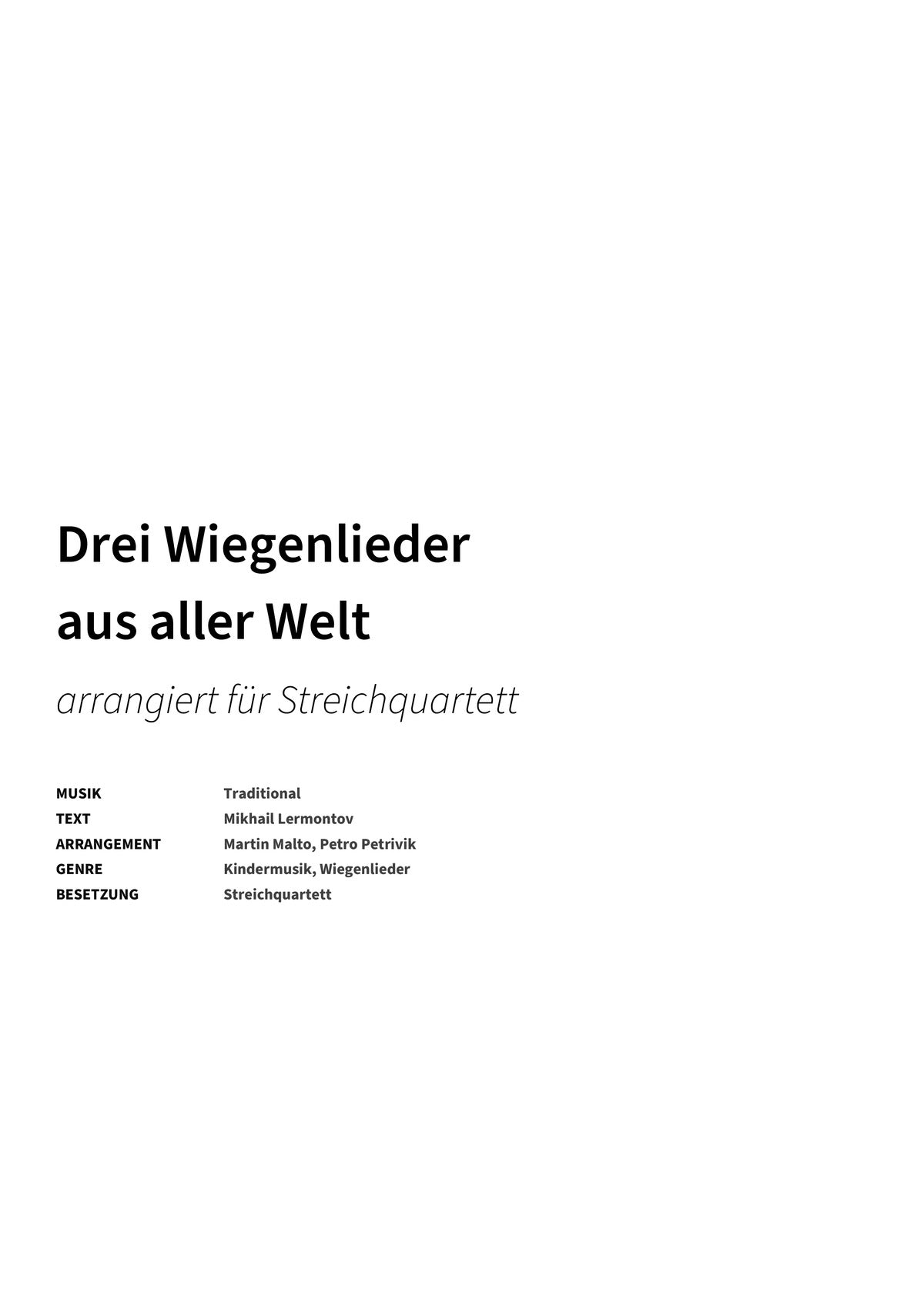 Drei Wiegenlieder aus aller Welt - Title Page