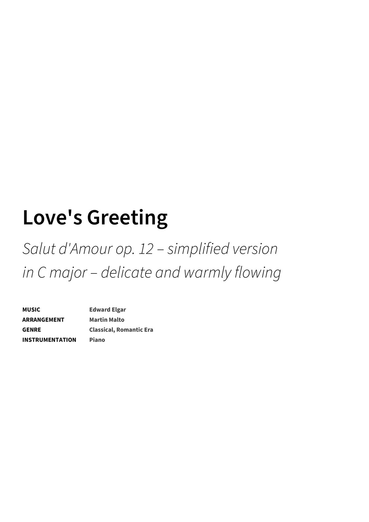 Love's Greeting - Title Page