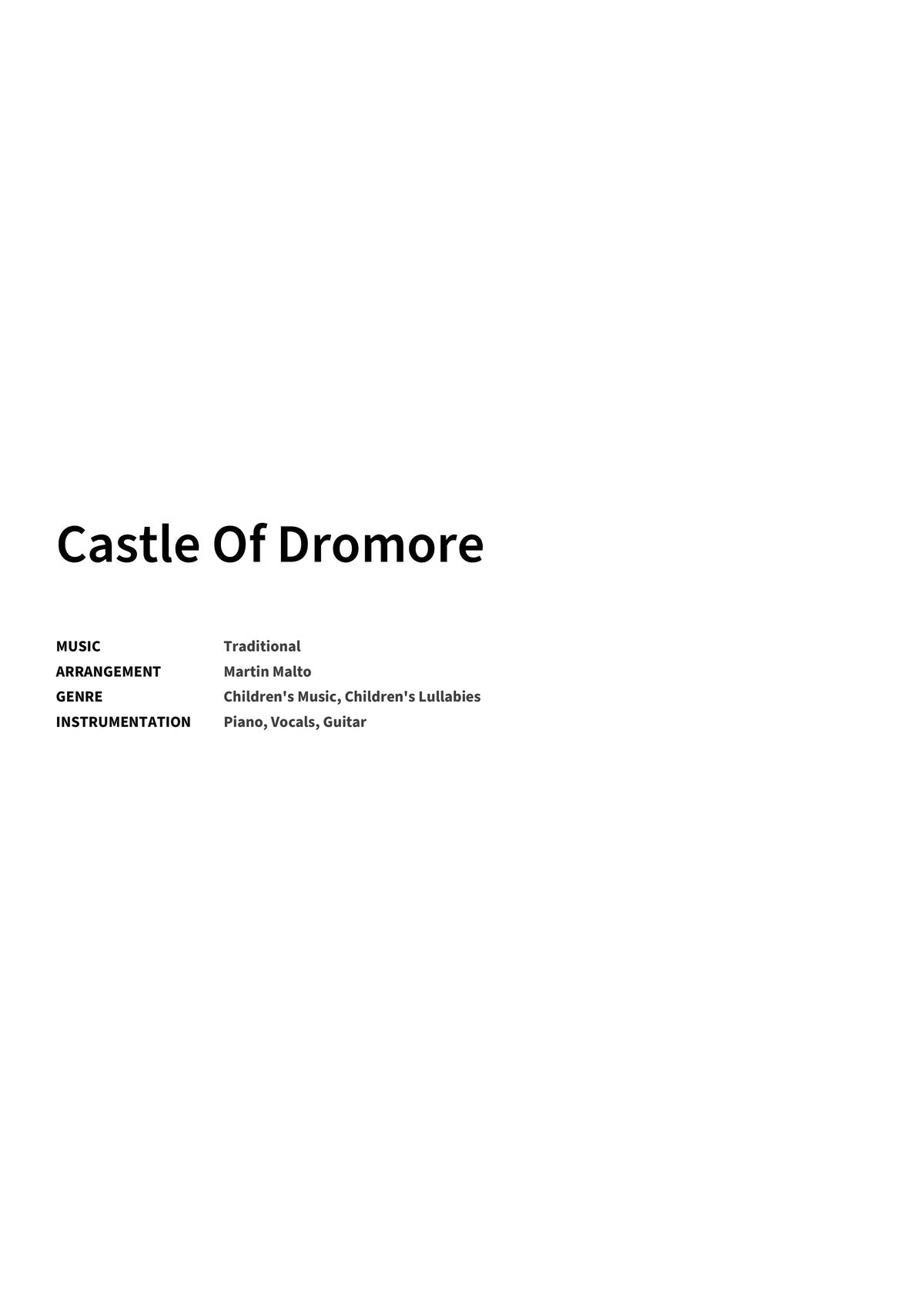 Castle Of Dromore - Title Page