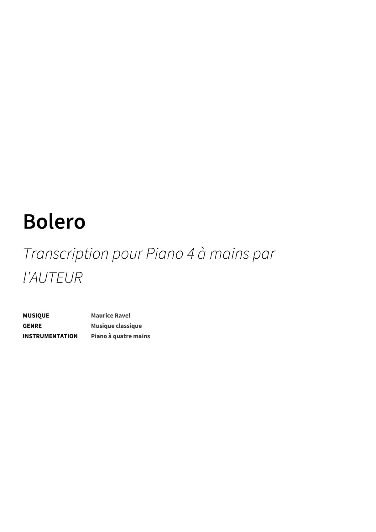 Bolero - Title Page
