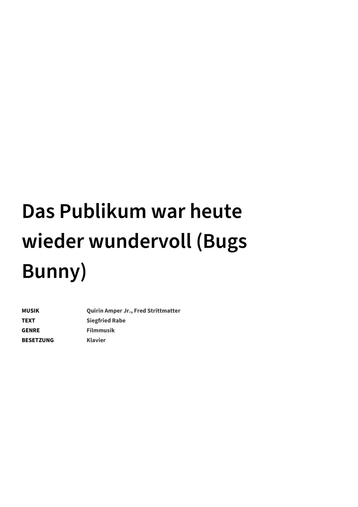 Das Publikum war heute wieder wundervoll (Bugs Bunny) - Title Page
