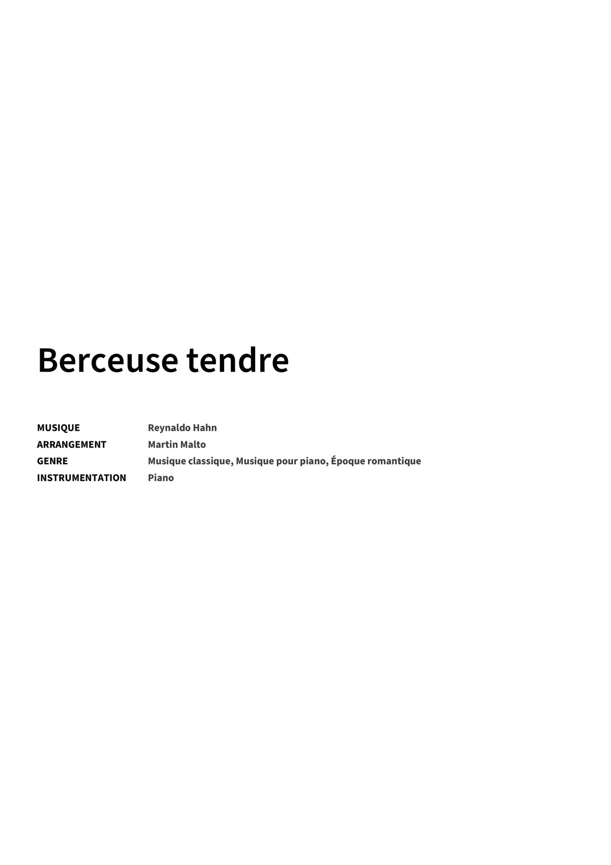 Berceuse tendre - Title Page