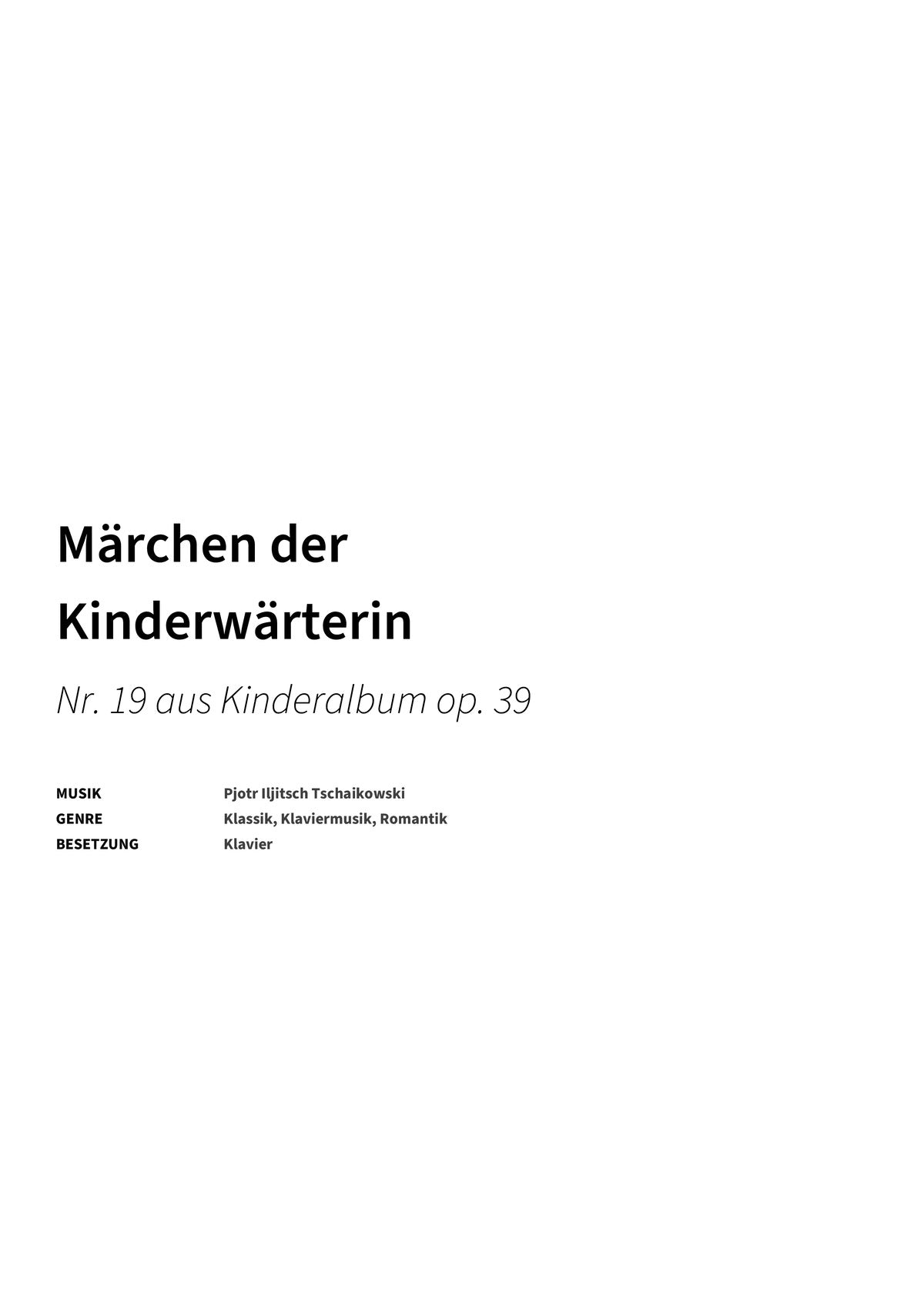 Märchen der Kinderwärterin - Title Page