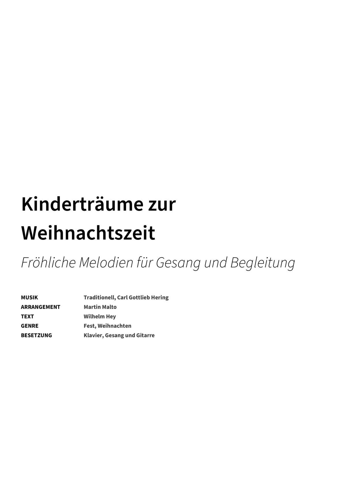 Kinderträume zur Weihnachtszeit - Title Page