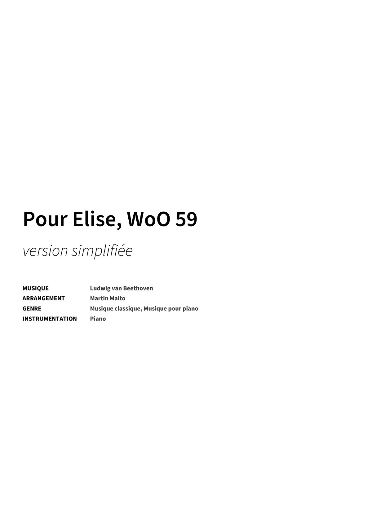 Pour Elise, WoO 59 - Title Page