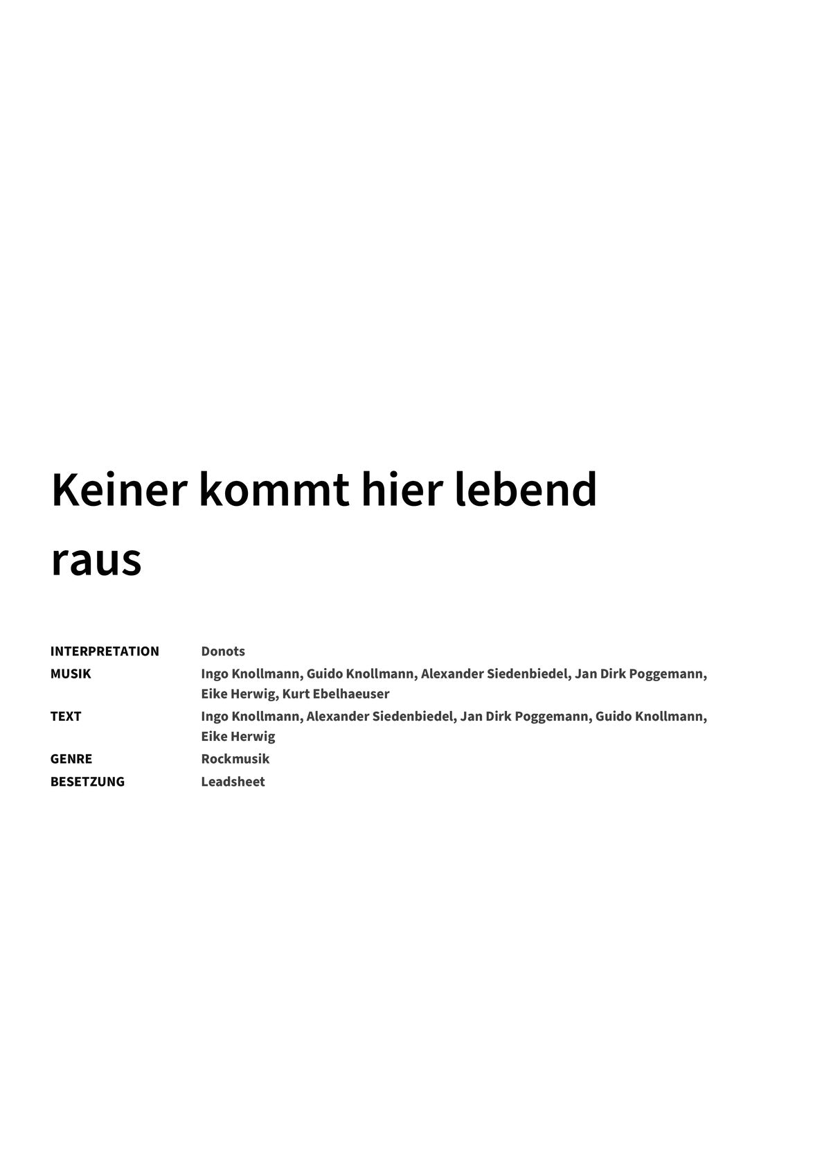 Keiner kommt hier lebend raus - Title Page