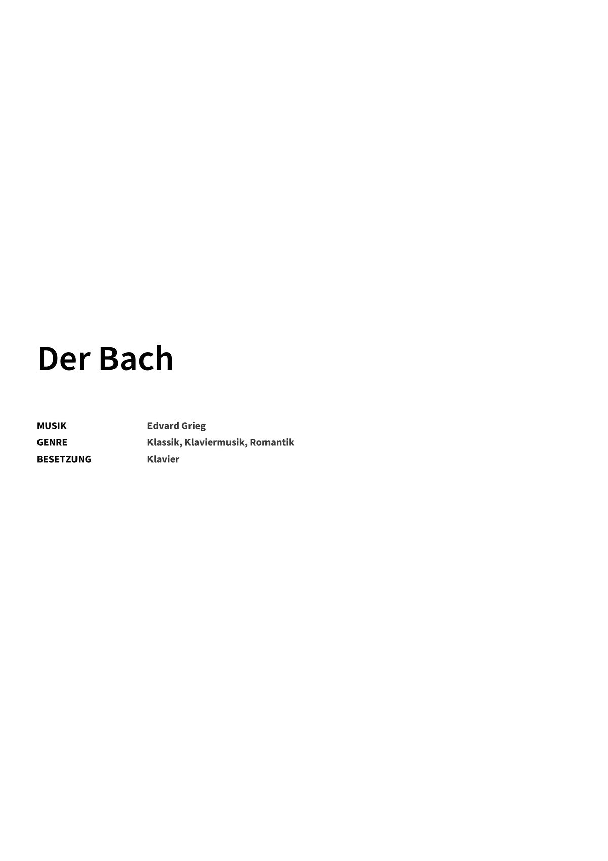 Der Bach - Title Page