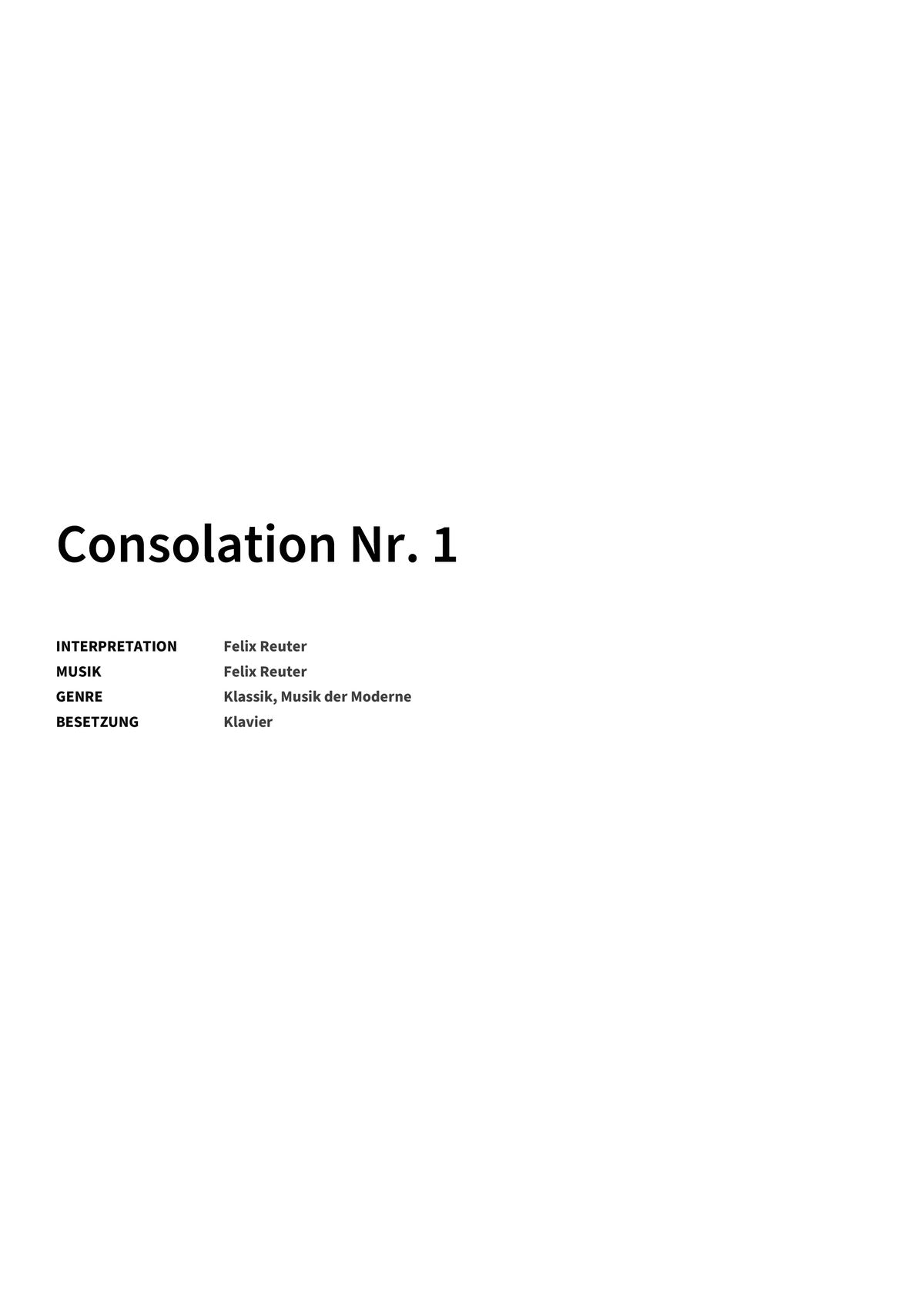 Consolation Nr. 1 - Title Page
