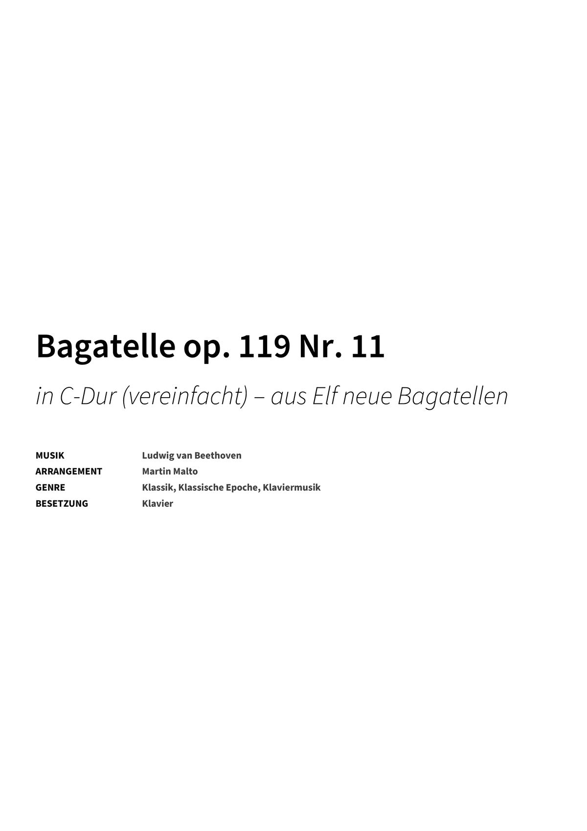 Bagatelle op. 119 Nr. 11 - Title Page