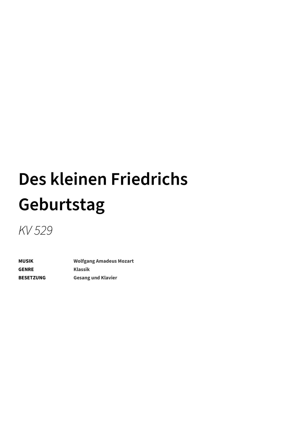 Des kleinen Friedrichs Geburtstag - Title Page