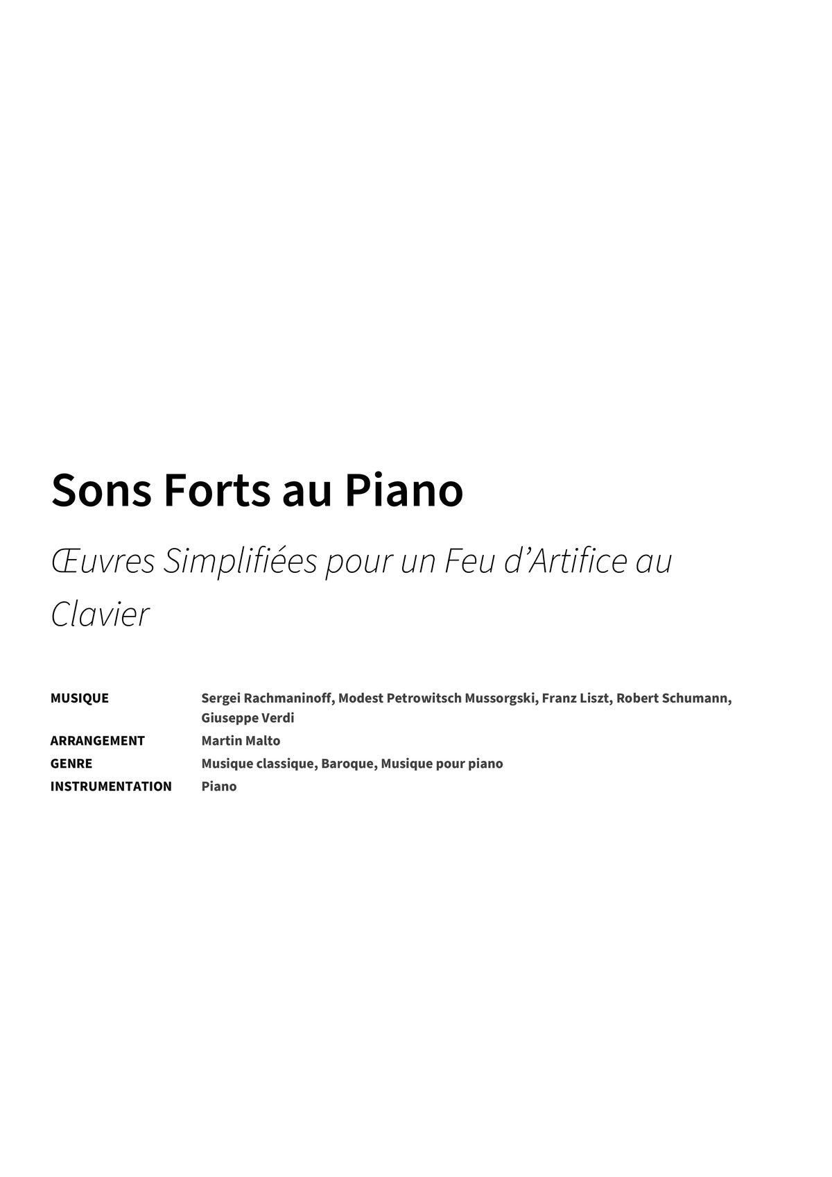 Sons Forts au Piano - Title Page