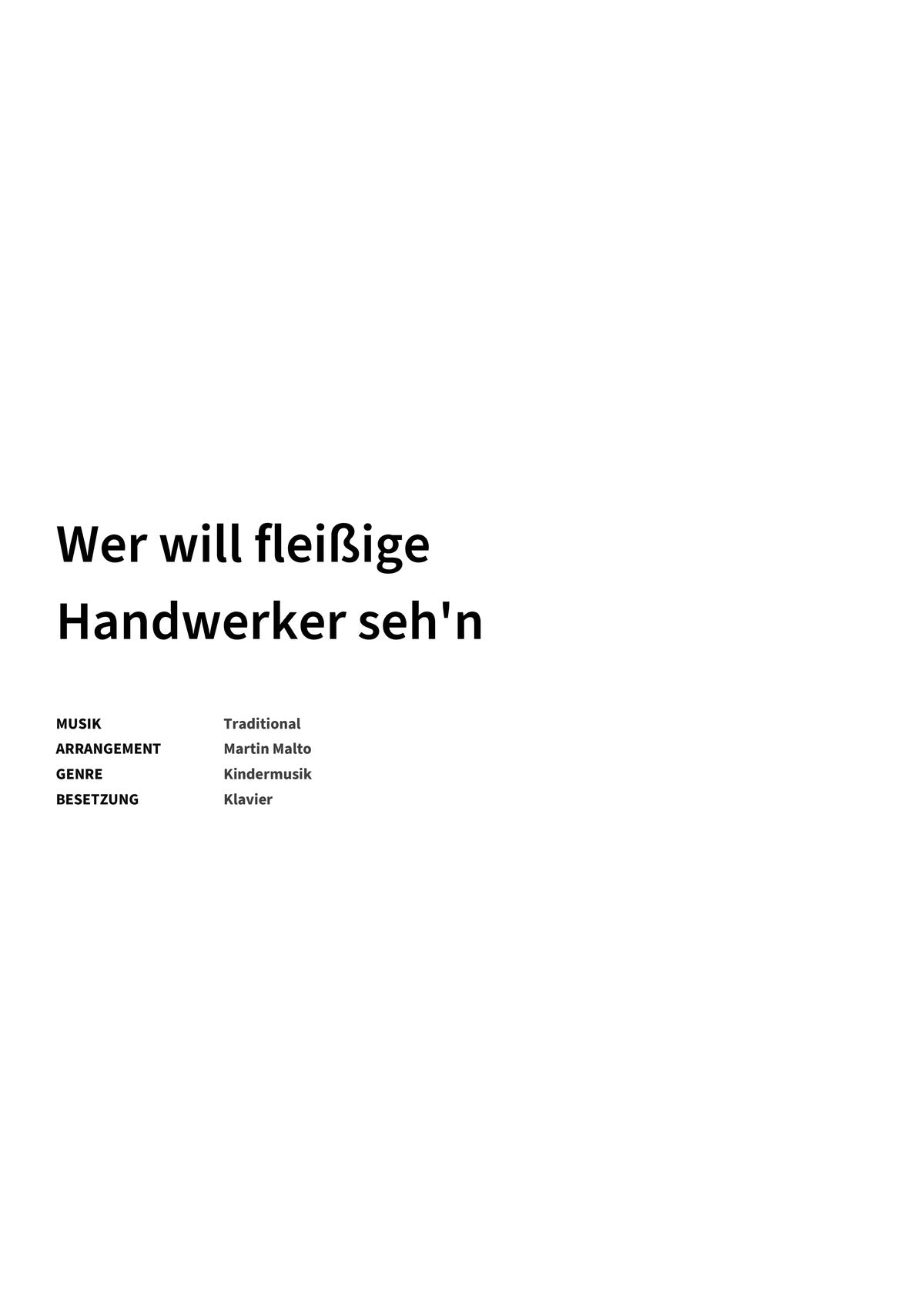 Wer will fleißige Handwerker seh'n - Title Page