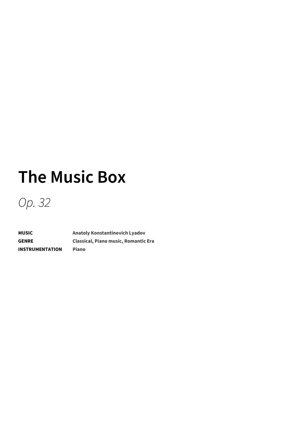 The Music Box - Title Page