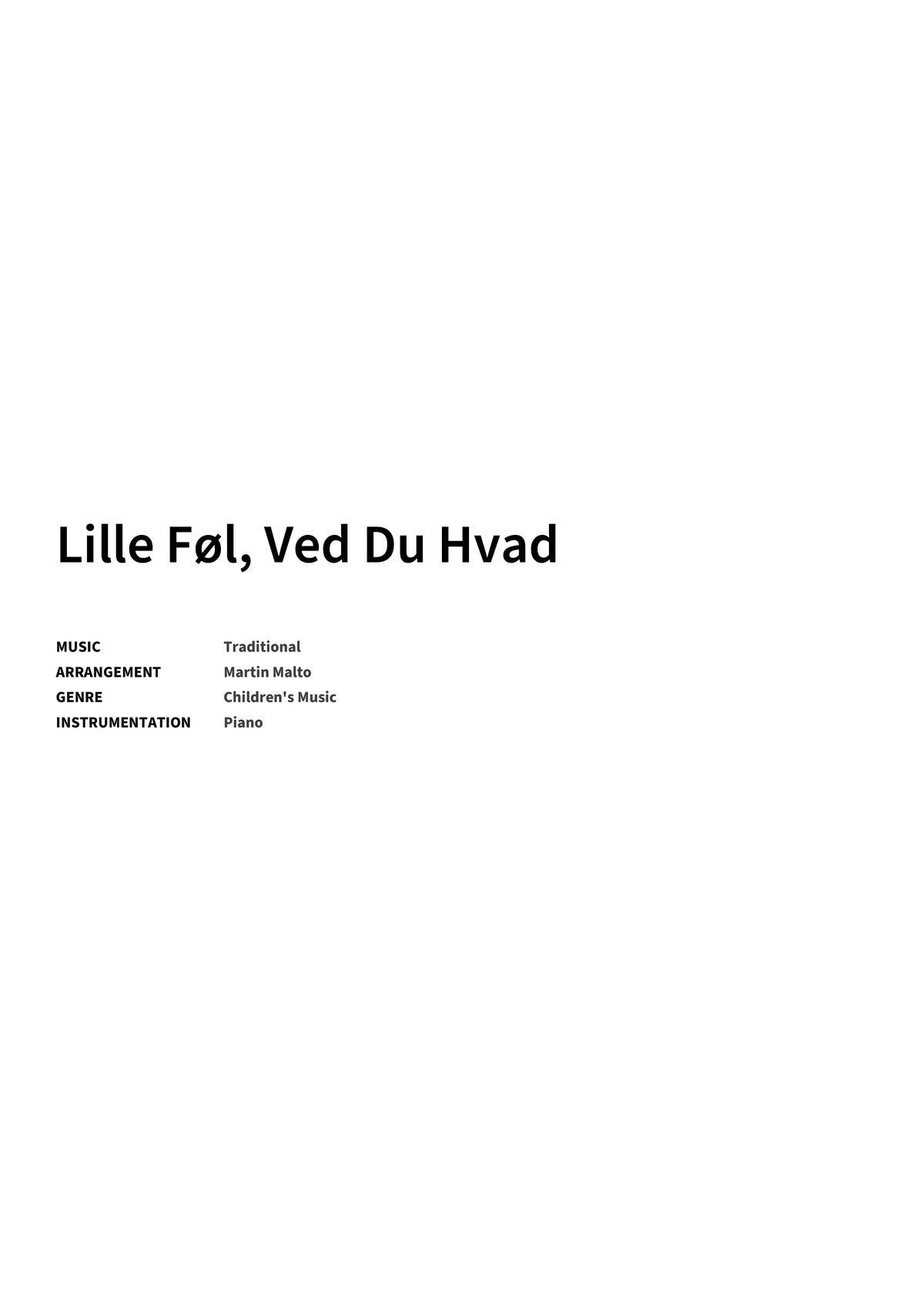 Lille Føl, Ved Du Hvad - Title Page