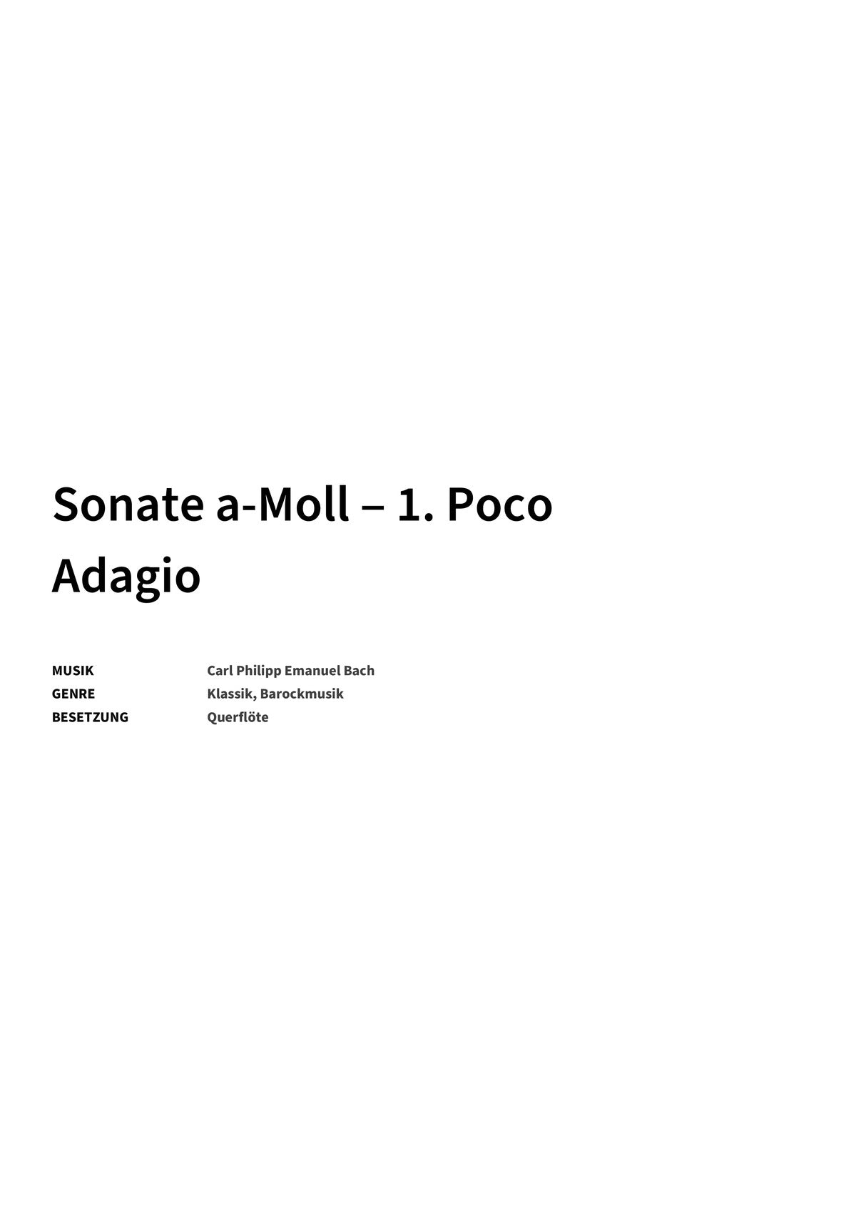 Sonate a-Moll ‒ 1. Poco Adagio - Title Page