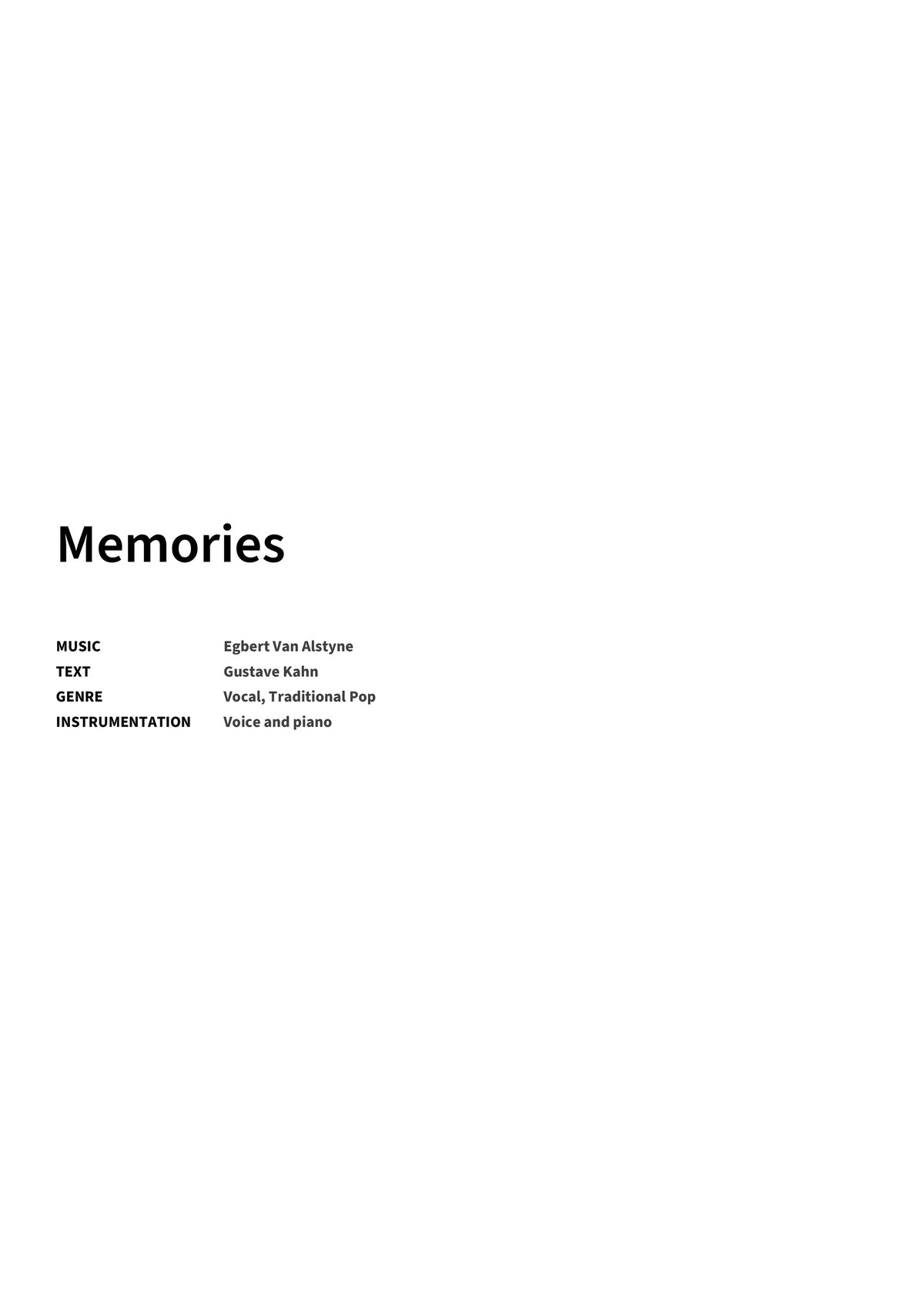 Memories - Title Page