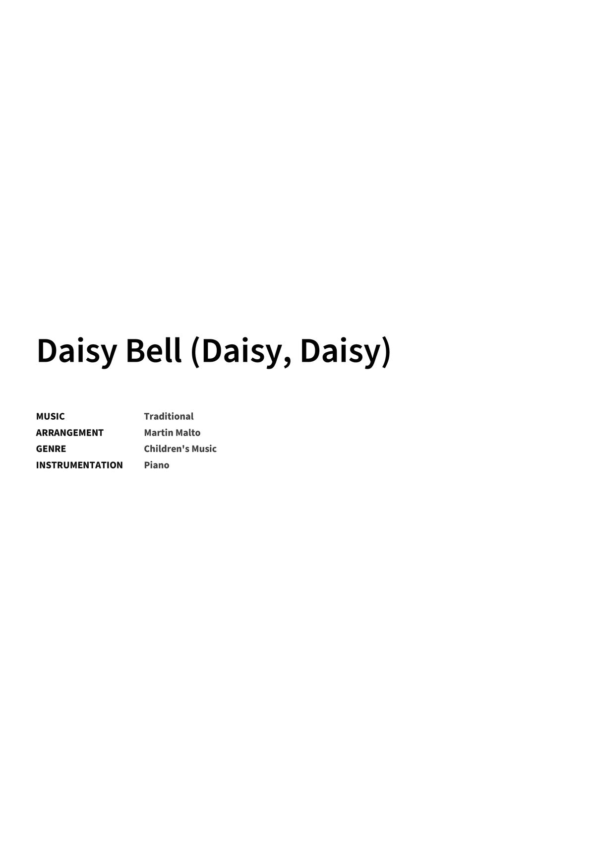 Daisy Bell (Daisy, Daisy) - Title Page