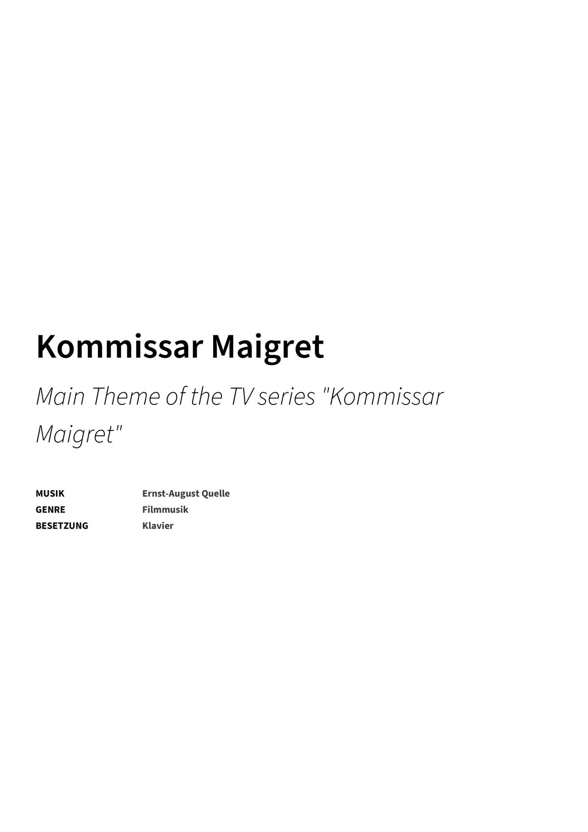 Kommissar Maigret - Title Page