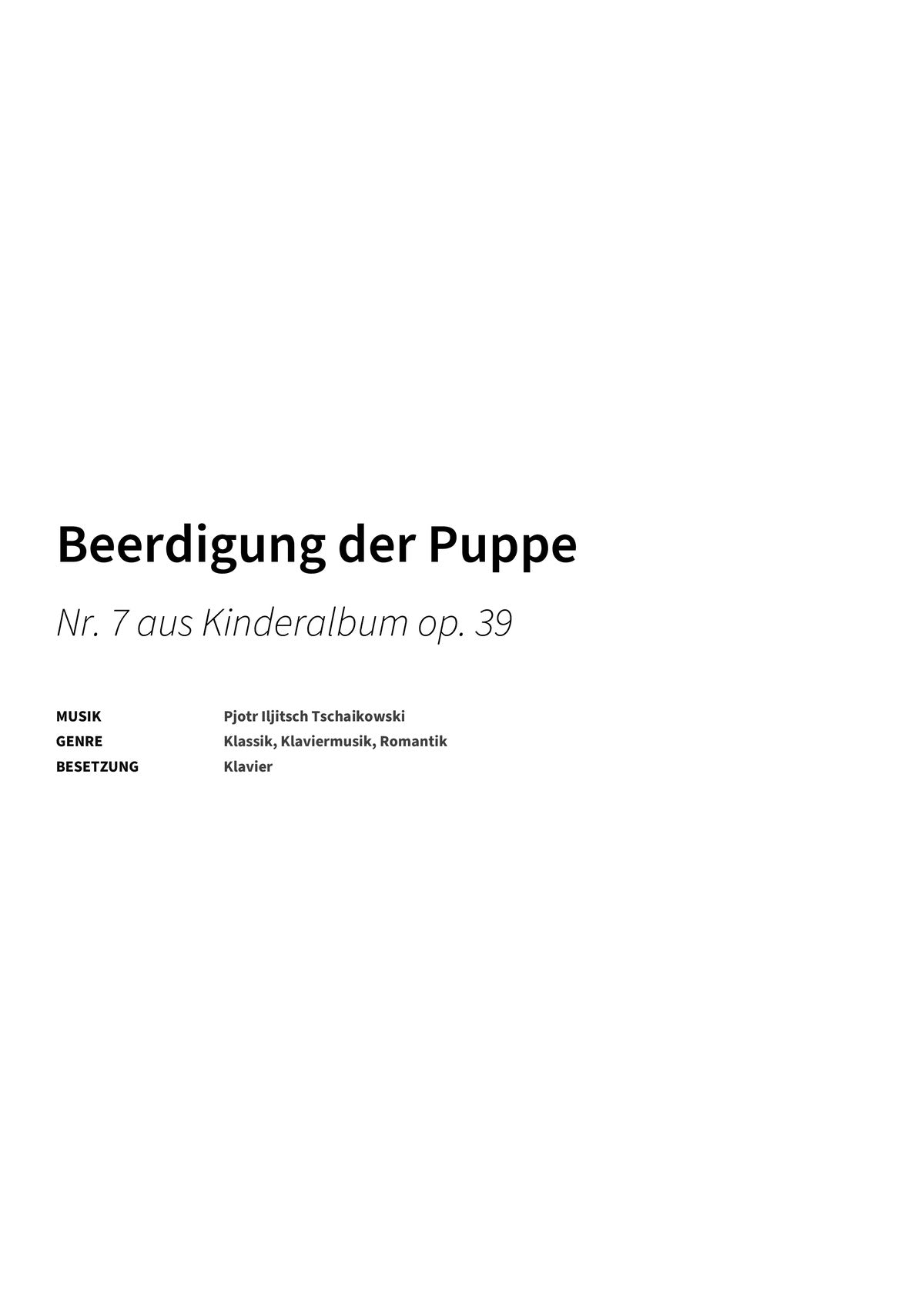 Beerdigung der Puppe - Title Page