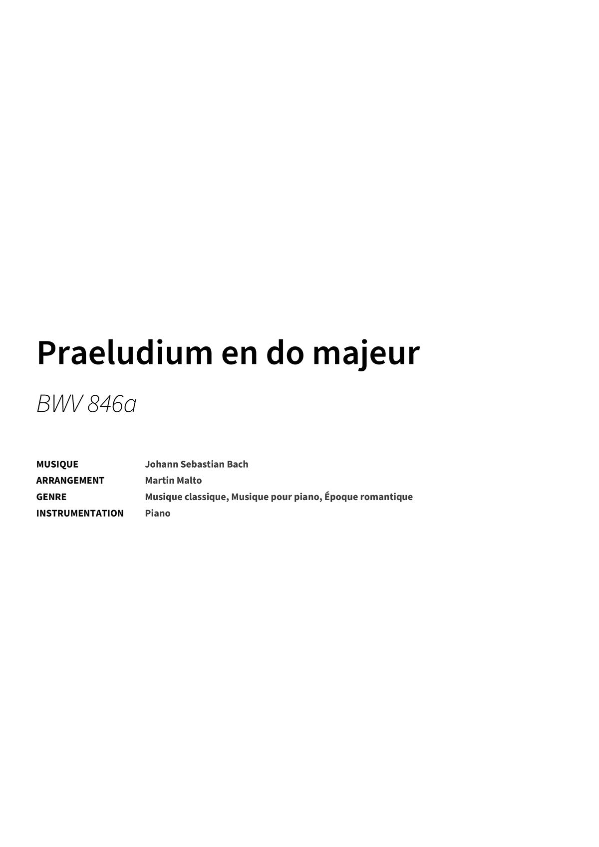 Praeludium en do majeur - Title Page