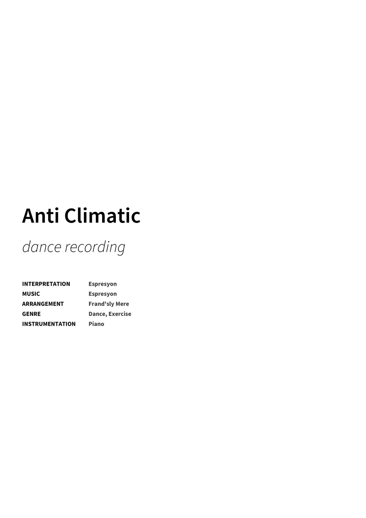 Anti Climatic - Title Page