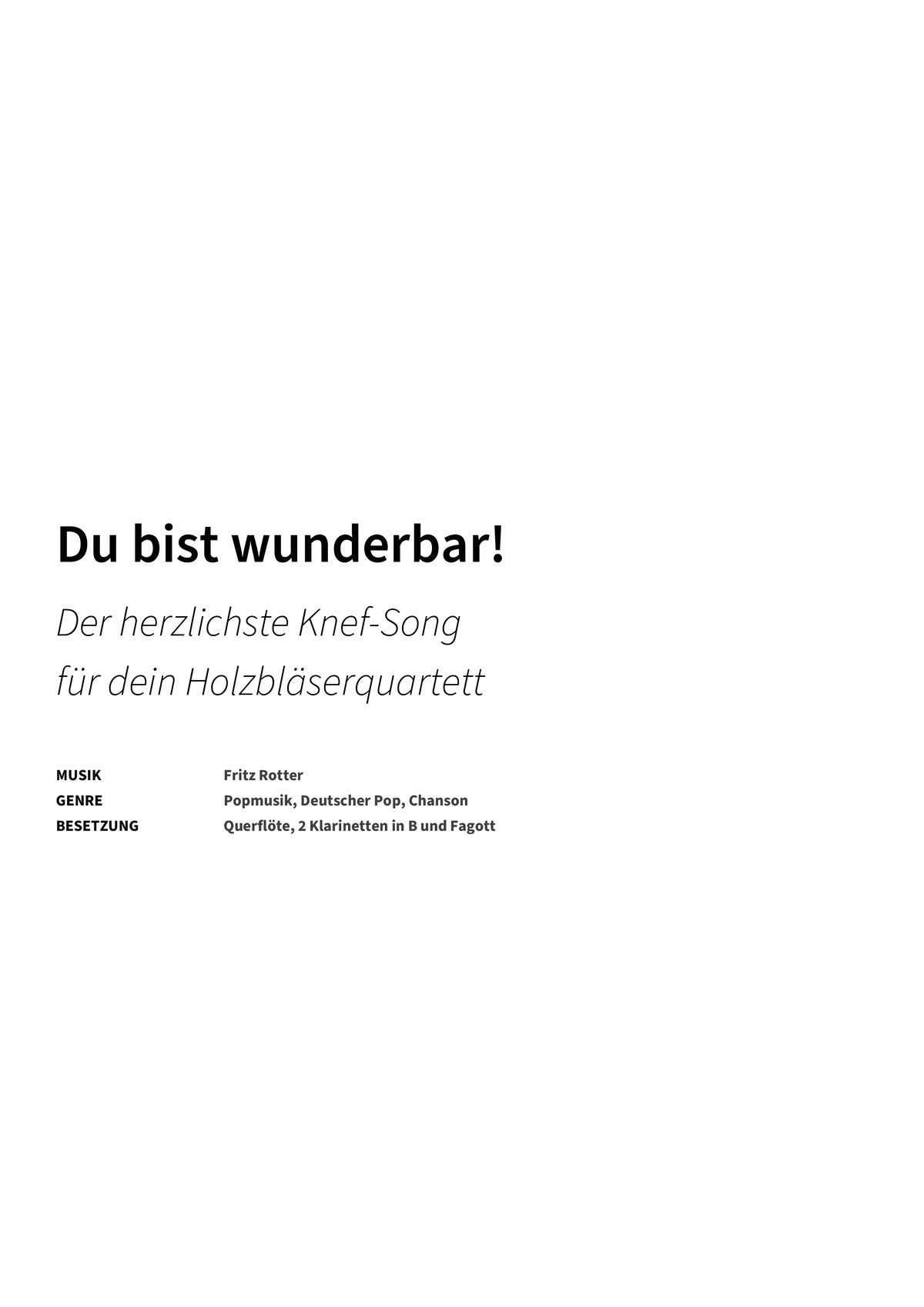 Du bist wunderbar! - Title Page