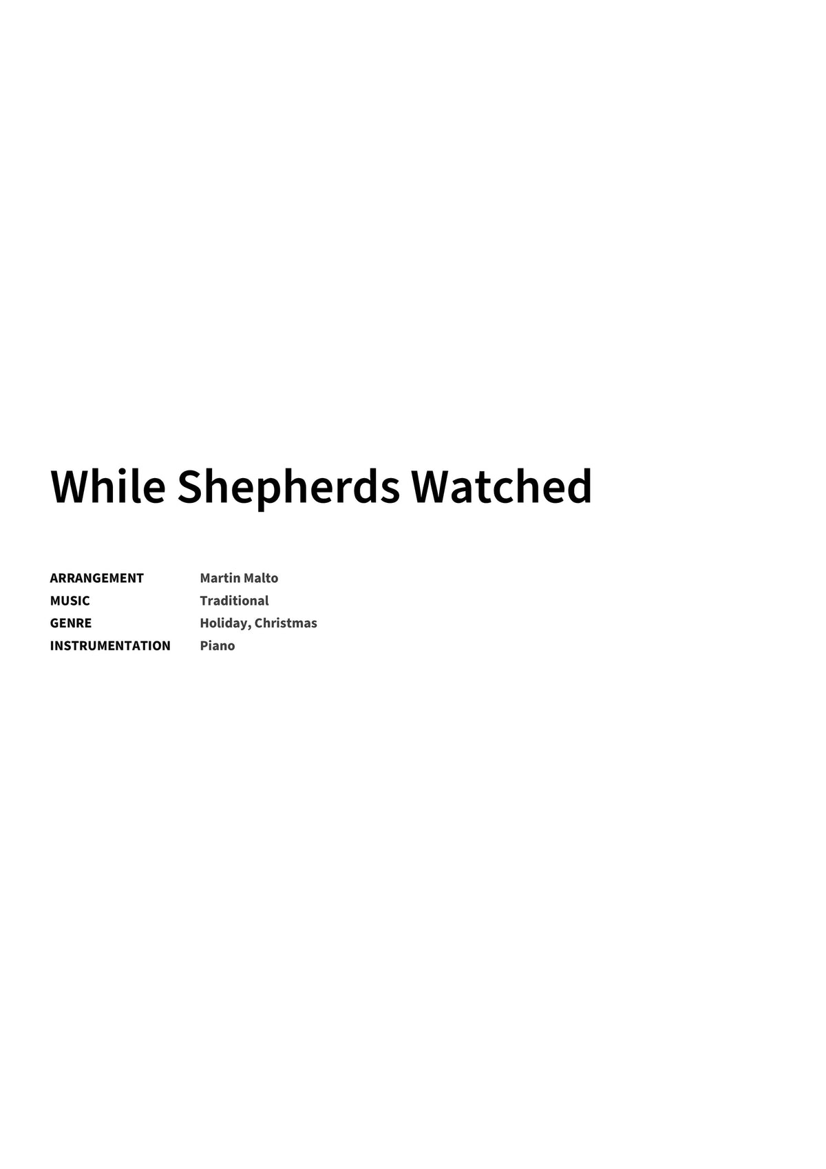 While Shepherds Watched - Title Page