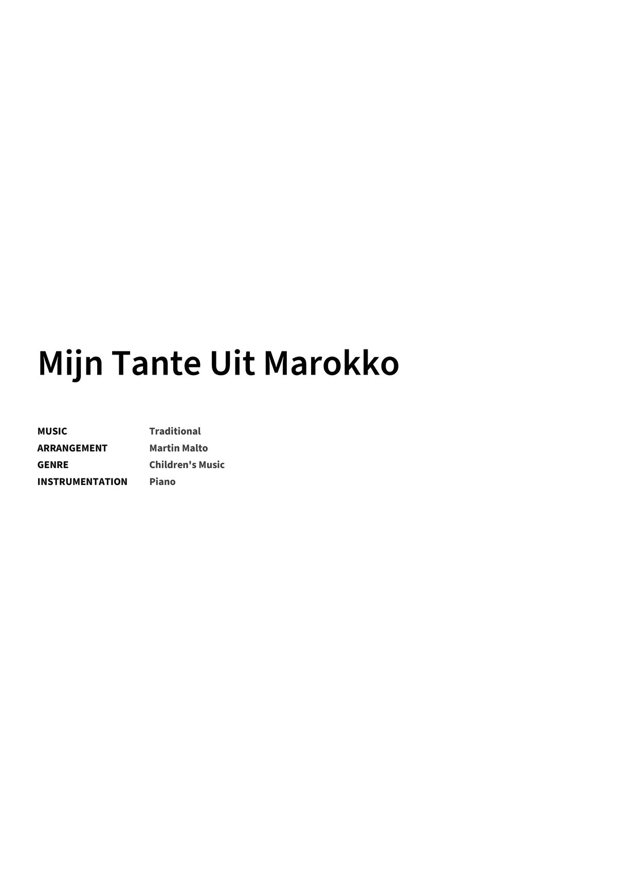 Mijn Tante Uit Marokko - Title Page