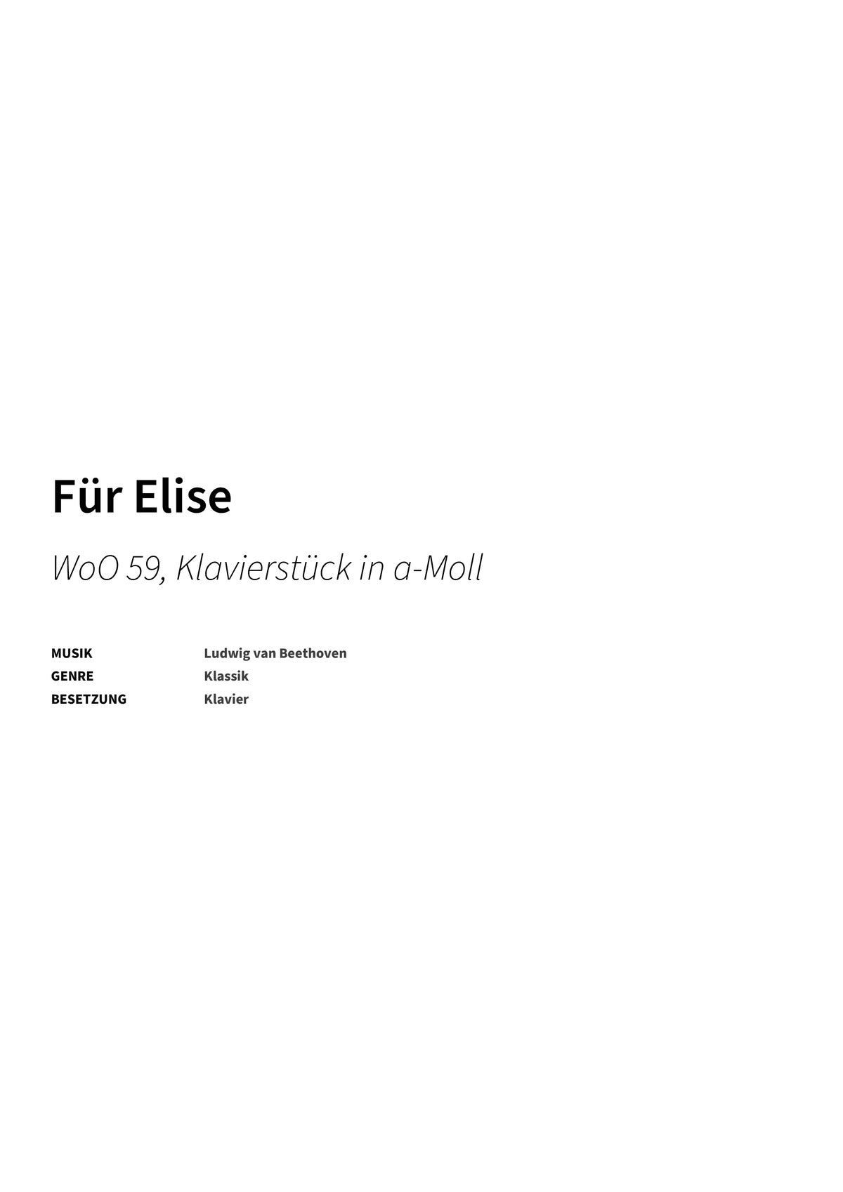 Für Elise - Title Page