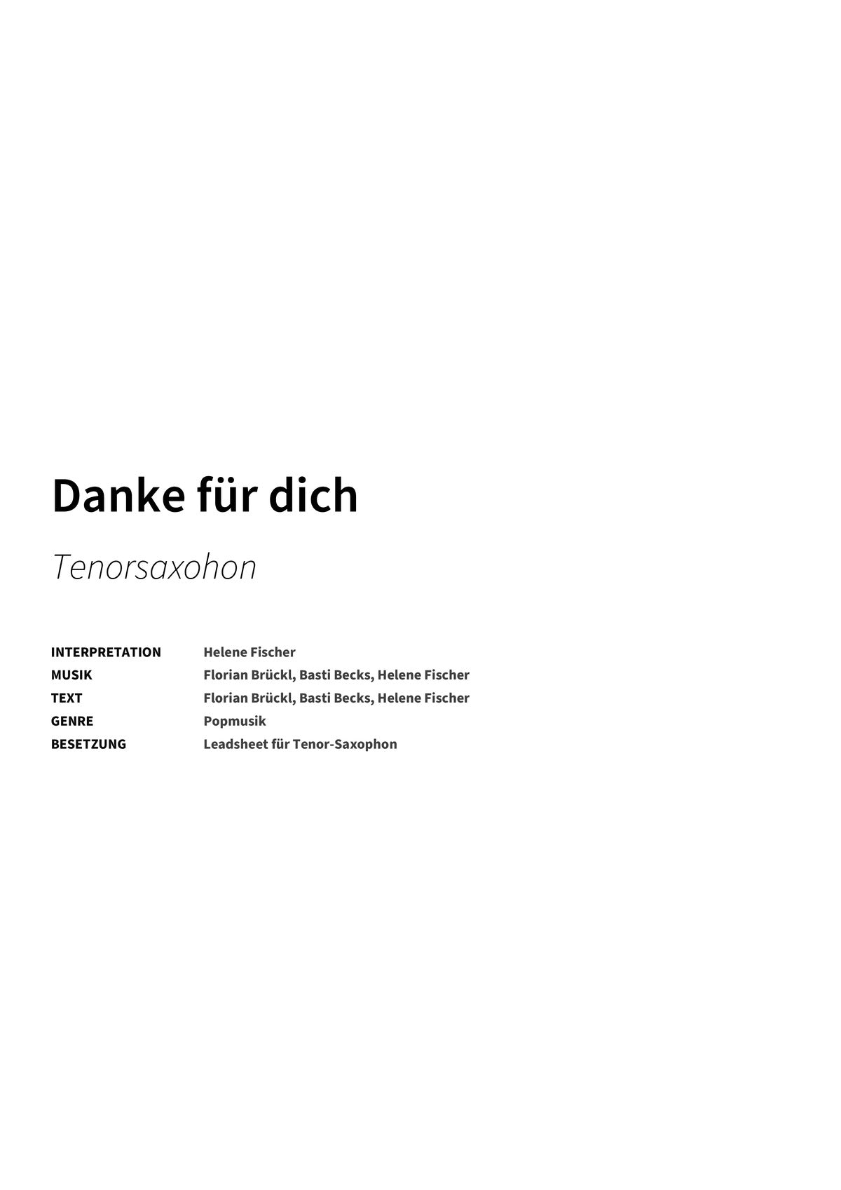 Danke für dich - Title Page
