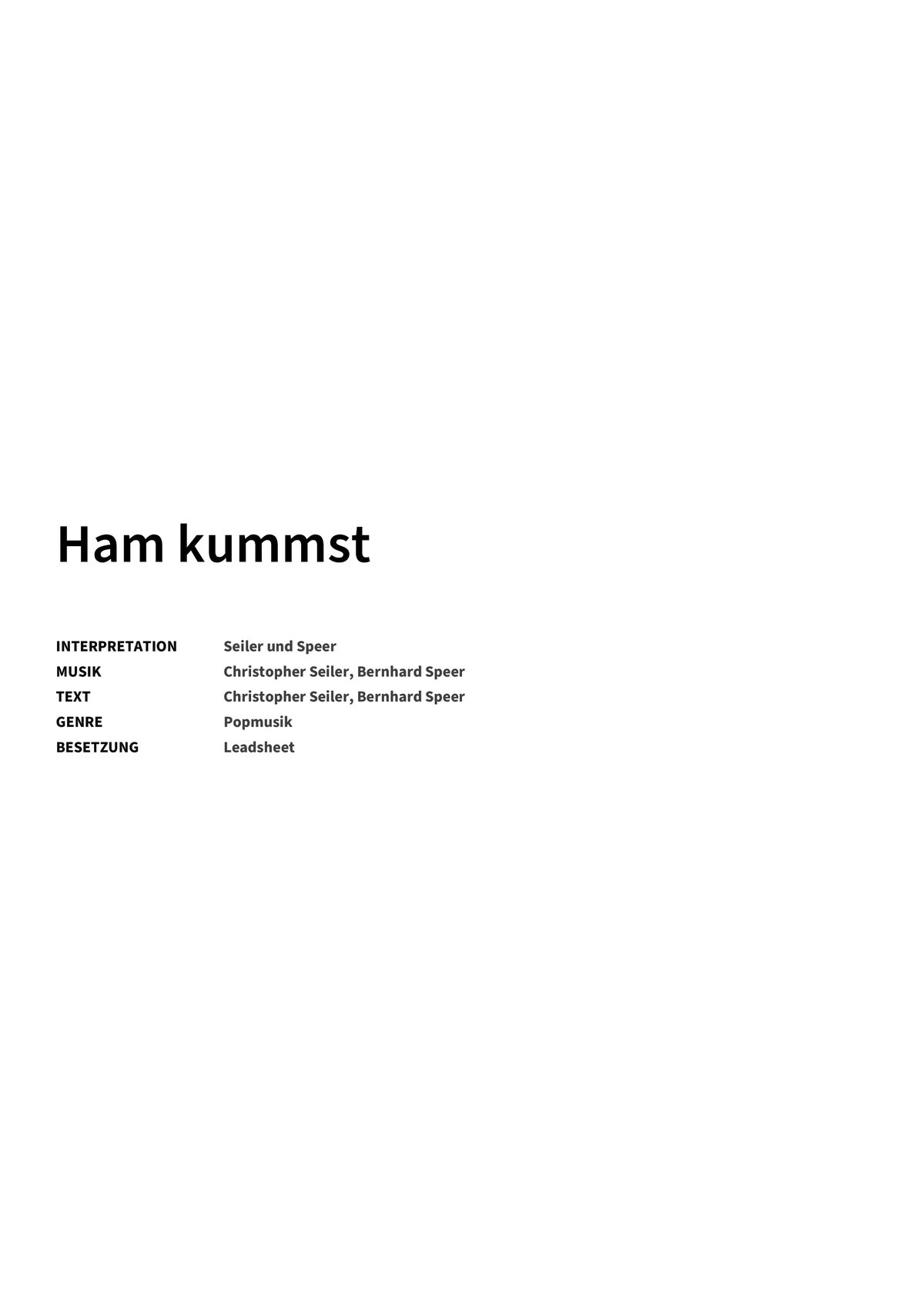 Ham kummst - Title Page