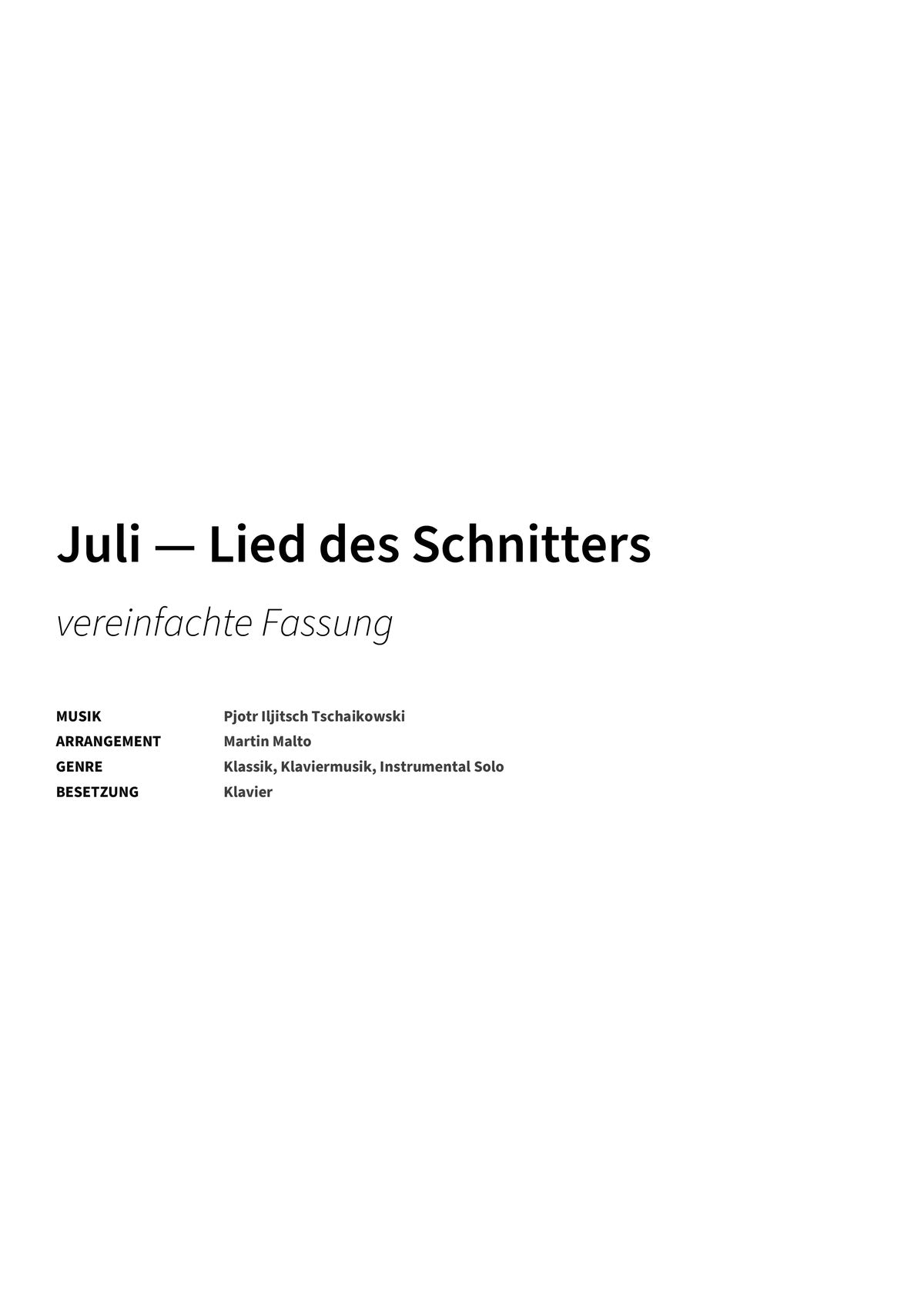 Juli — Lied des Schnitters - Title Page